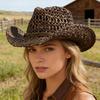 Elegant Openwork Straw Victorian Hat With Adjustable Tie For Women Outdoor Beach Vacation Gardening Activities