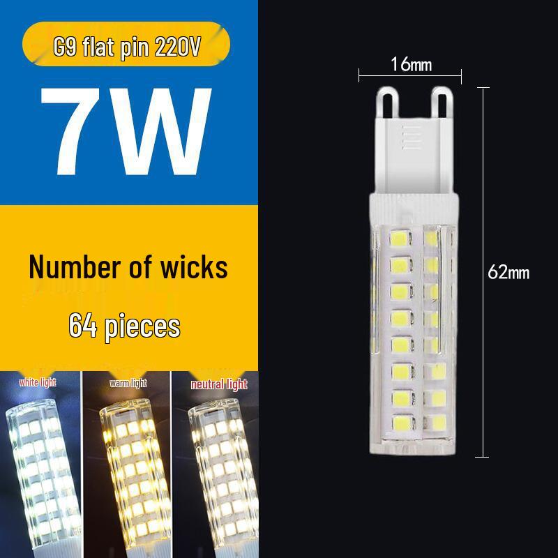 High Brightness G9 LED Pin Bulb, Flicker-Free, Energy-Saving, 220V Ceramic Corn Design.