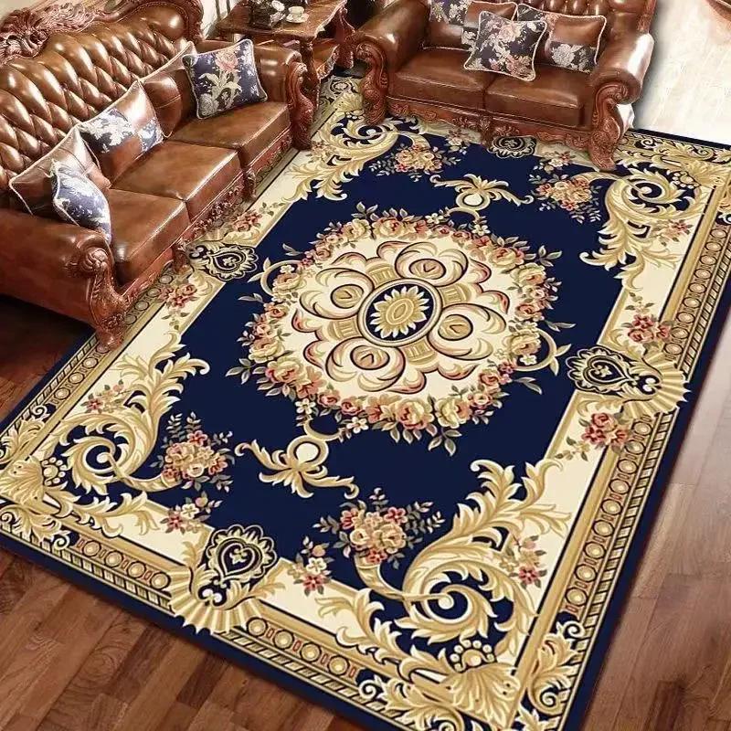 European Style Home Decoration Rugs Living Room Retro Flower Carpet Hall Sofa Large Area Rug Non-slip Room Doorway Soft Foot Mat