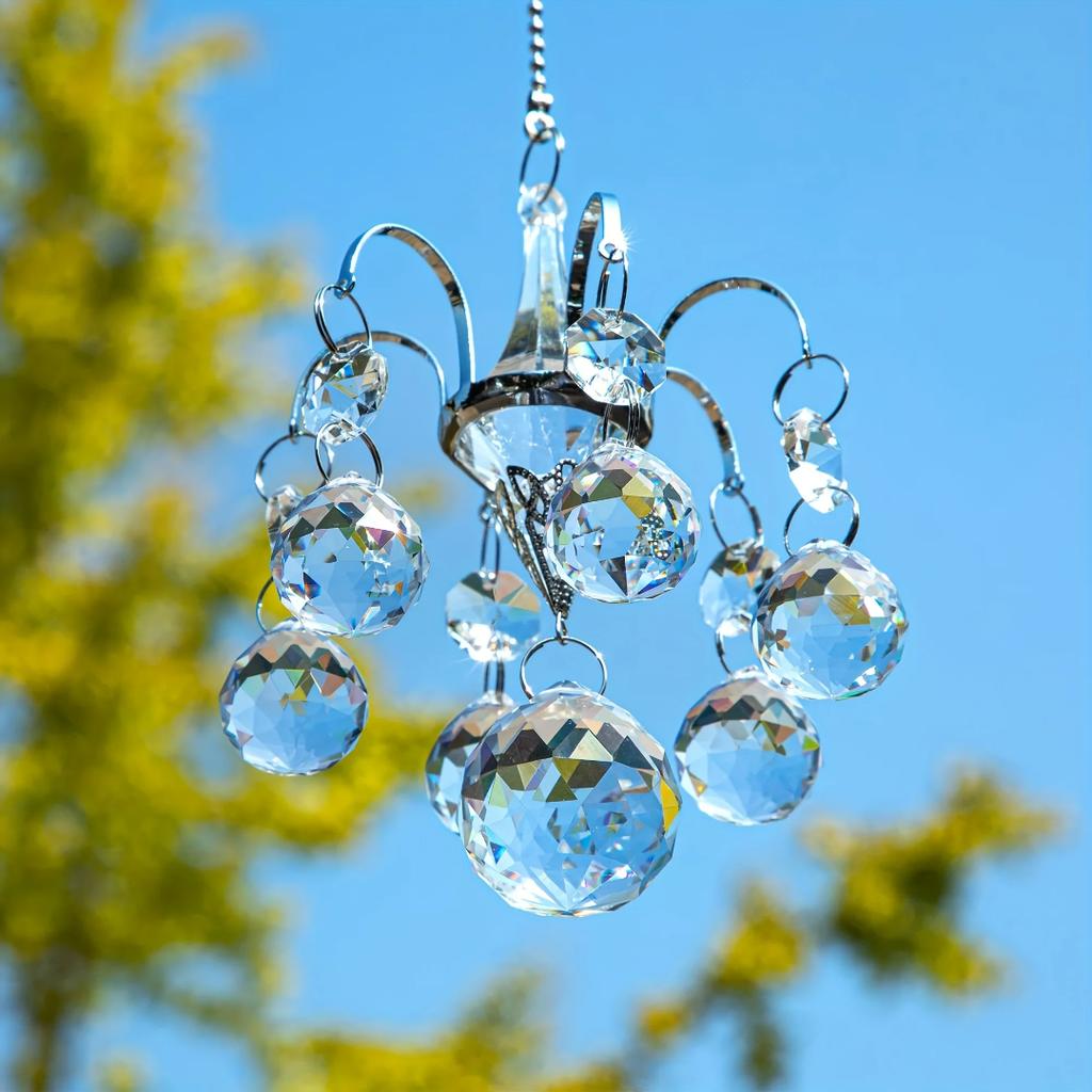 1pc Crystal Suncatcher, Glass Prism Rainbow Maker Chandelier For Window Pendant, Garden Art, Balcony, Office, Fall Decor