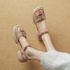 Sandals for Women Color Spelling Roman Style Open Toe Woman Shoes Platform Leather Asian Size On Sale Luxury Summer Daily Korea