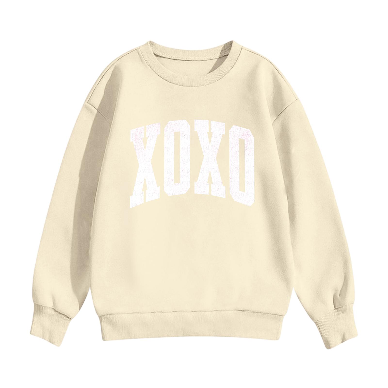 

Kids Pullover Sweatshirt Long Sleeve Casual Top with Printed Front Lettering Comfortable Fit for Everyday Wear Suitable for Various Activities 120 бежевый