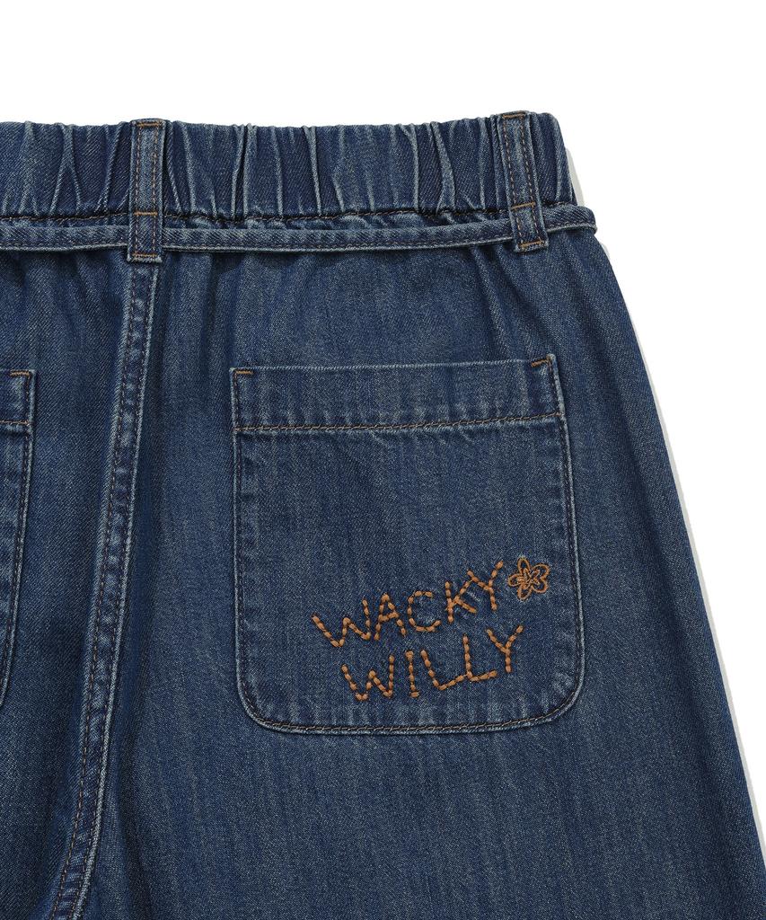 WACKY WILLY [26Ss] Women'S Wide Fit Easy Denim Pants Blue