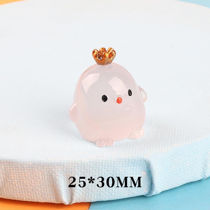 Cute Crown Chicken Mini Luminous Ornament for Car and Home Decor