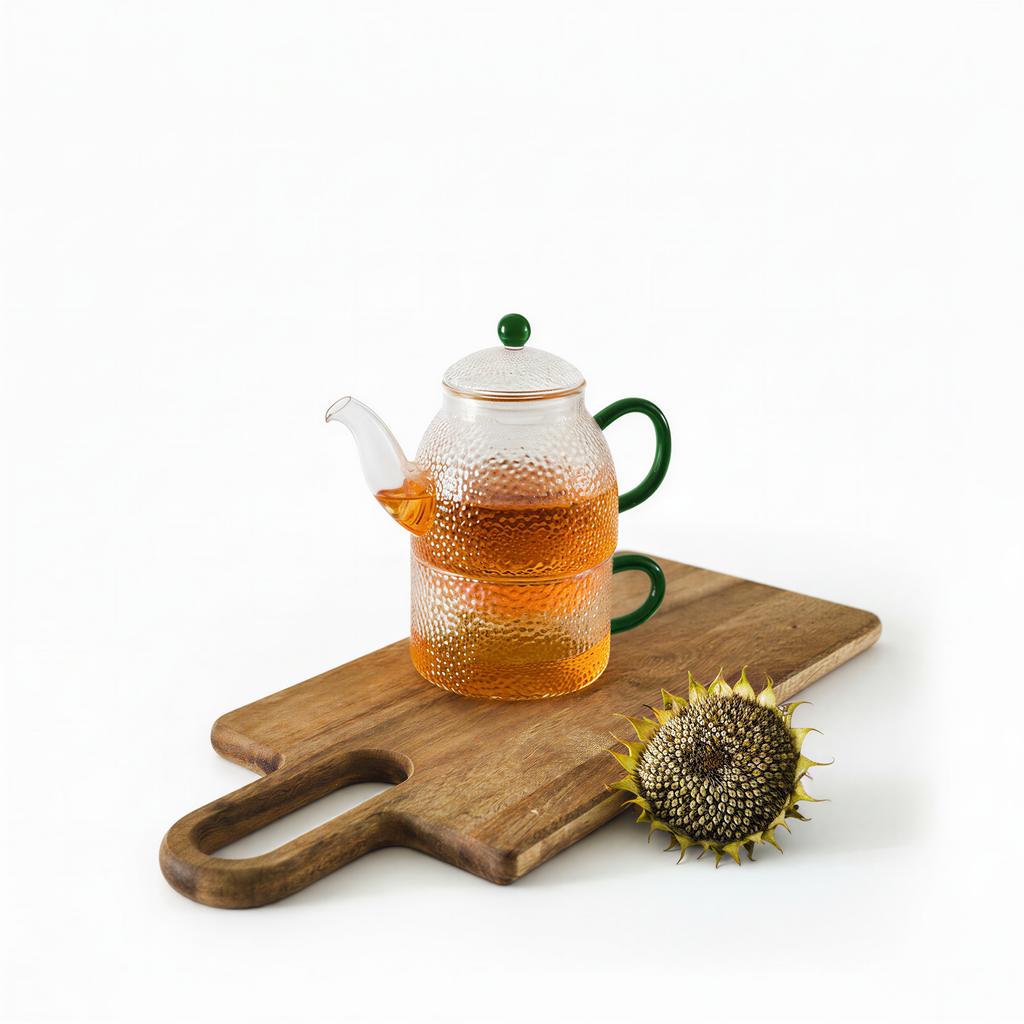 KETTLE JUG WITH INFUSER 0.5L WITH CUP 250ml GLASS TEA SET