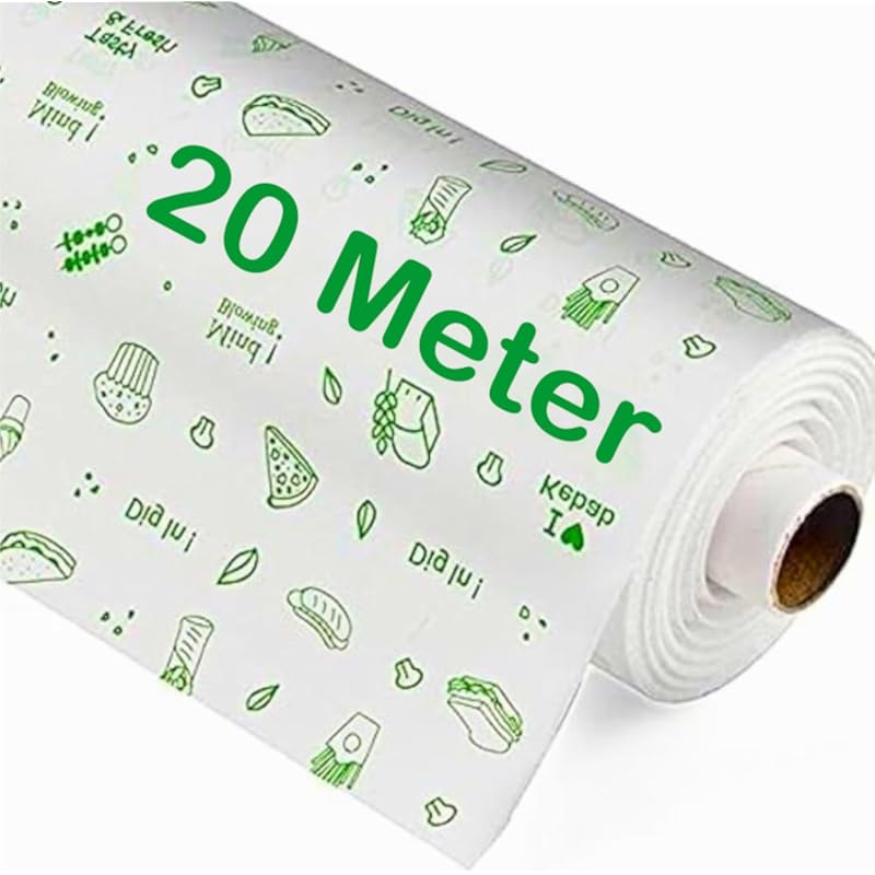 Ofixo 20 Meters Premium Non-Stick Butter Wrapping Paper Food Wrapping Paper Roll. Re-Heatable Non Stick Paper, Oven Safe