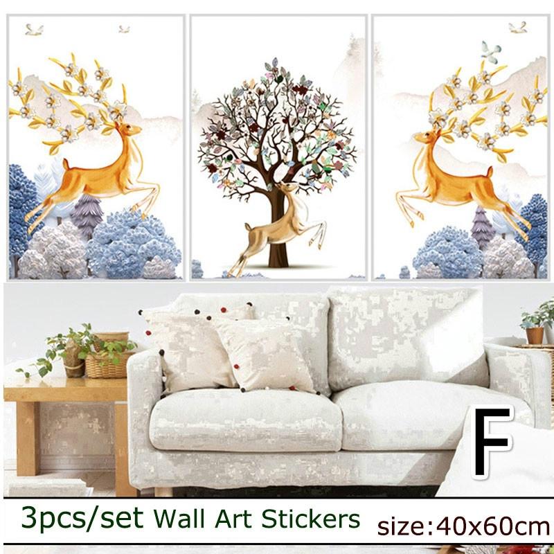 3pcs/set  Self-adhesive Decorative Wall Stickers Picture Warm Poster Home Layout Background Wallpape