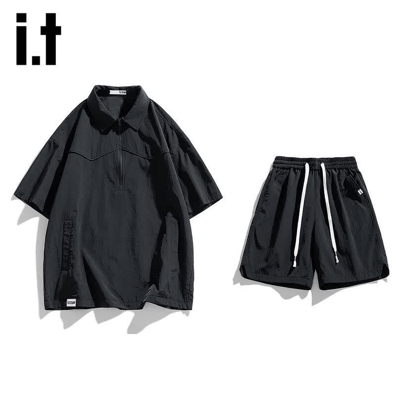 Izzueit Men s Quick-Dry Sports Polo & Shorts Set M