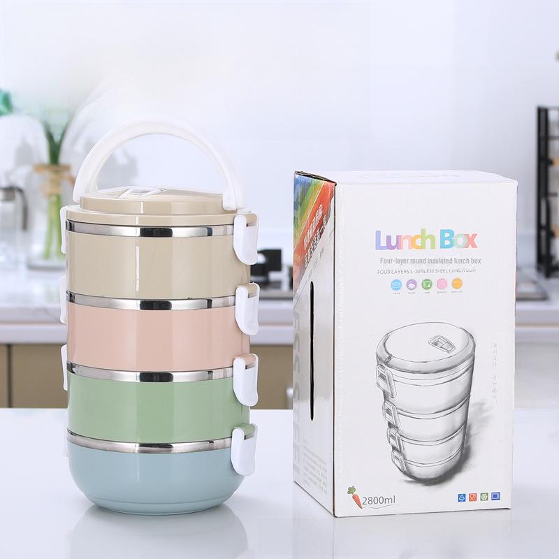 304 Multi-Layer Round Lunch Box - Insulated, Sealed, and Available In One To Four Layers