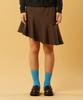 Collet Flare Asymmetrical Mini Skirt [Brown]