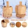 Bamboo Mortar and Pestle Set, Garlic Grinder, Herb Spice Masher, Seasoning Crusher, Kitchen Tool for Mash Spices Pepper