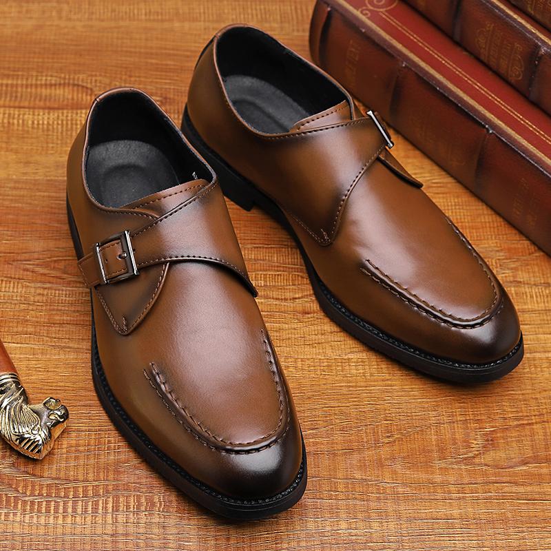 Fashion Versatile Men's Leather Casual Shoes Low Cut Black Office Work Shoes Wear-resistant Soles Men's Loafers Pointed Big Size 38-48