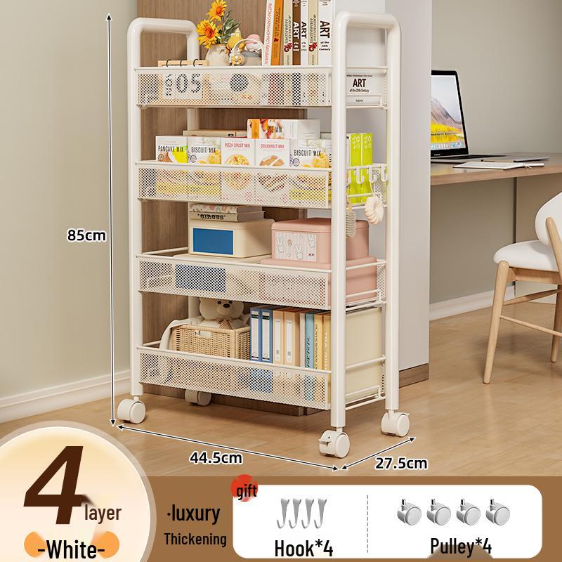 

Компактний пересувний візок для зберігання під столом на колесах - Багатоярусна полиця для гуртожитків або спалень