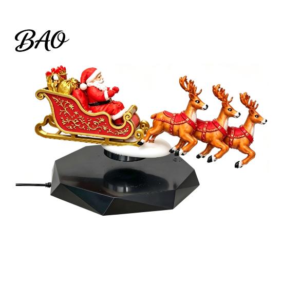 Suspended Sleigh for Office Floating Santa Sleigh, Flying Magnetic Levitation Christmas Display, Unique Gift Family Claus Tabletop Decor Home, Office,