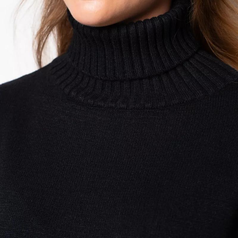 GMXIA Women's High Neck Knit Dress Autumn and Winter New Loose Inside-out Solid Color Thin Sweater Dress