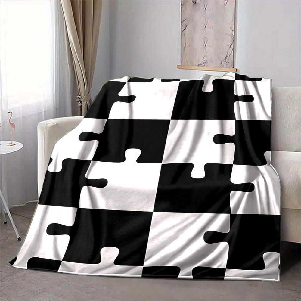 1pc Puzzle Pieces Blanket Warm, Cozy, And Soft, Suitable for Sofas, Beds, Cars, And Office Use.Perfect for Camping And Travel, Making It a Great Gift