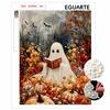 DIY Frameless Pearl Painting Kit Autumn Ghost Reading Book Pumpkin Pattern 3D Shiny Bead Art Canvas Relaxing Creative Craft Gift