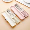 304 Stainless Steel 3-Piece Cutlery Set: Fork, Spoon, Chopsticks – Portable for Camping, Travel, or Student Use.