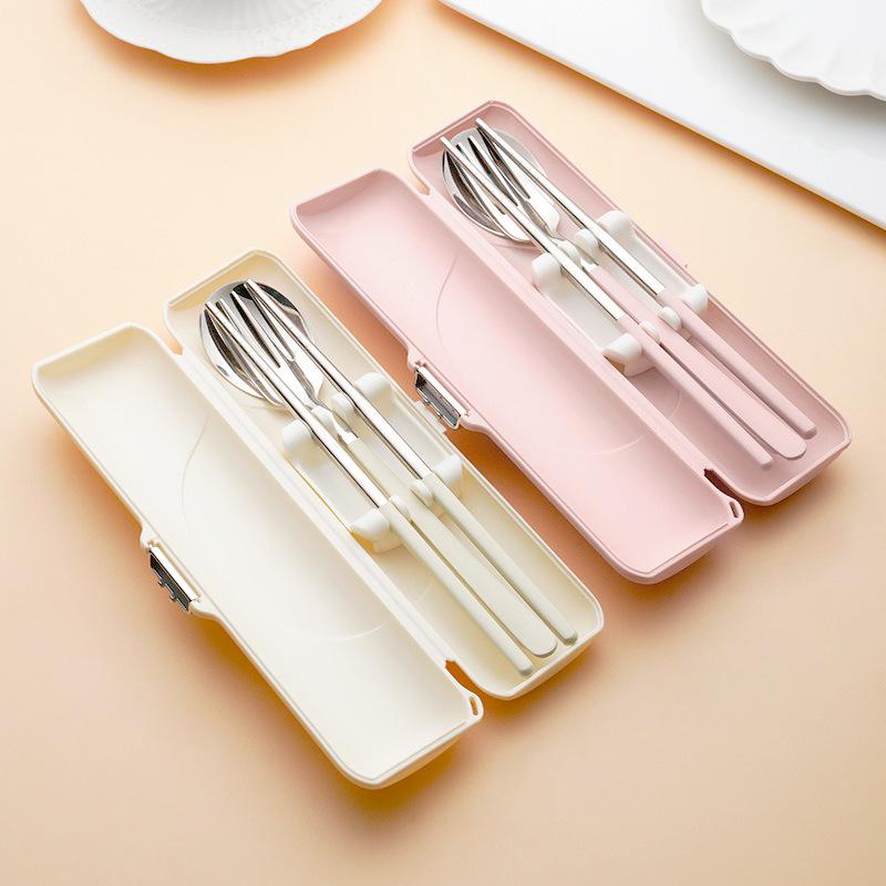 304 Stainless Steel 3-Piece Cutlery Set: Fork, Spoon, Chopsticks – Portable for Camping, Travel, or Student Use.