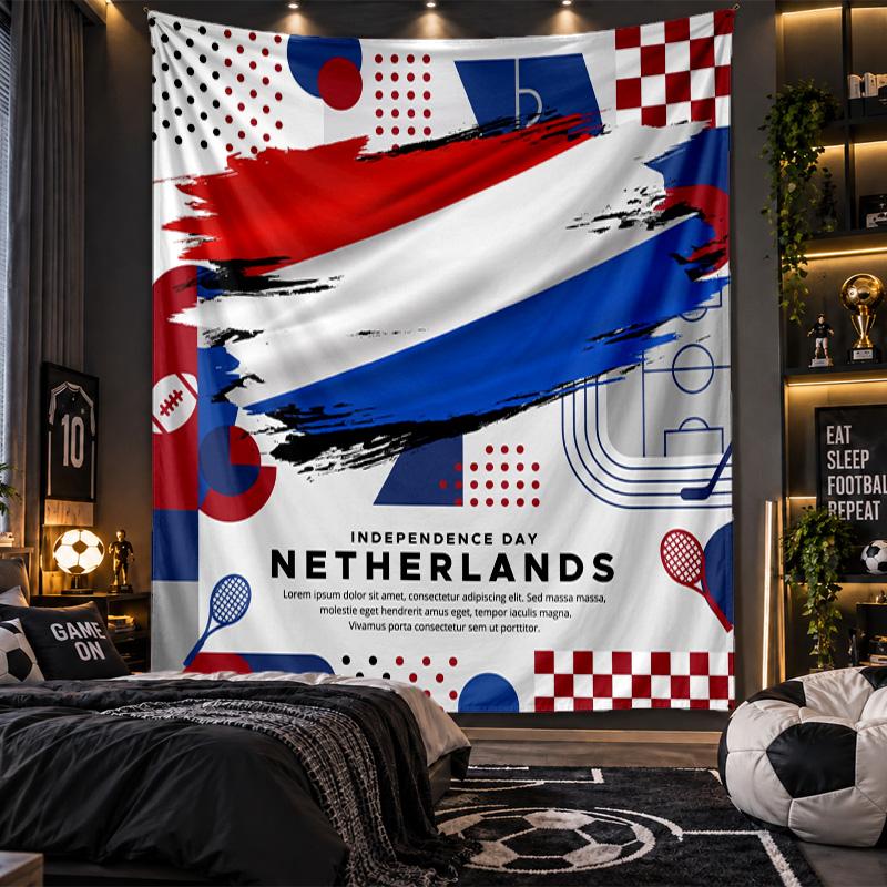 Wall Hanging Tapestry Netherlands Football Print Cloth for Living Room Bedroom Home Decor