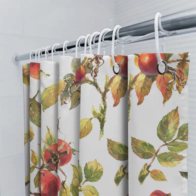 Nature'S Bounty Shower Curtaina Splash Of Color With Fresh Autumn Fruits Design For Bathroom Decorations