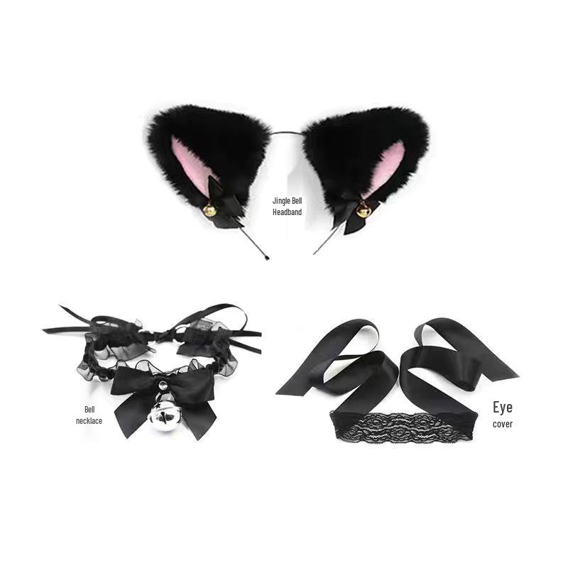 SM Fox Tail Three-Piece Set: Anal Plug, Collar & Nipple Clamps - Adult Toys for Women