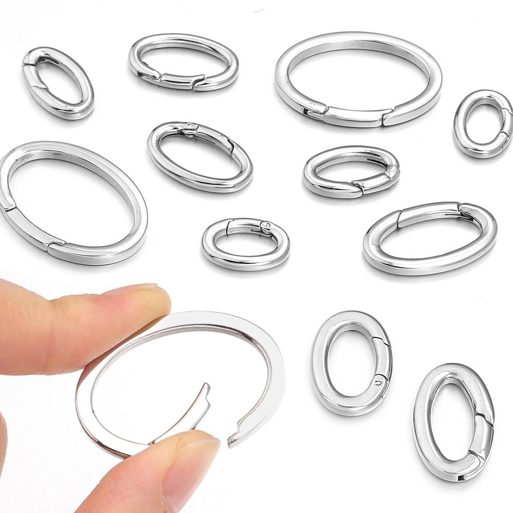 1/2pcs Oval 304 Stainless Steel O Ring Spring Clasps Openable Carabiner Keychain Bag Clips Hook Connectors for Jewelry Making