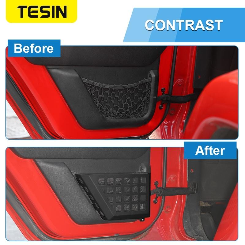 TESIN Metal Car Front Rear Door Storage Box Door Side Insert Organizer Box Pockets for Jeep Wrangler JK 2/4 Door 2011-2017