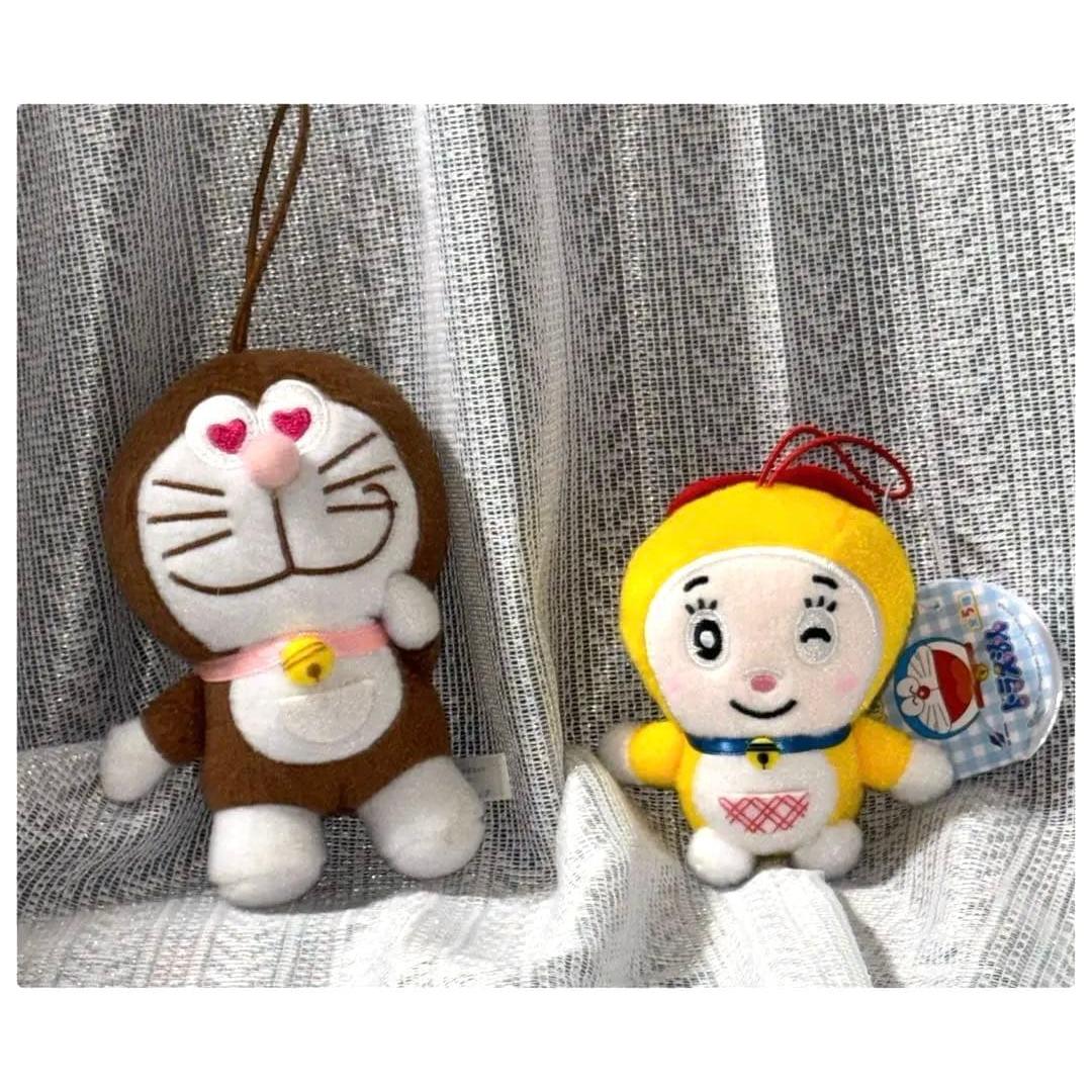 [Rare] Chocolat Doraemon Mascot & Dorami-chan Plush Toy Keychain