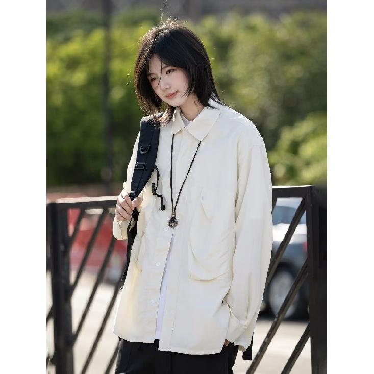 2024 dopisní košile s dlouhým rukávem Japonský hongkongský styl volná košile pro chlapce léto trendy všestranný ležérní kabát