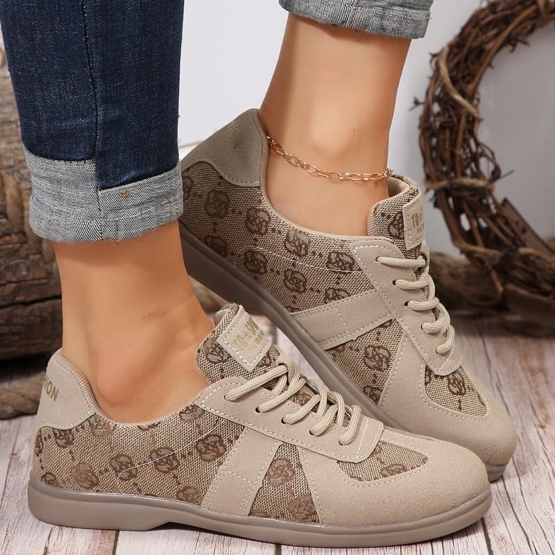 Plus Size Spring New Retro Style Color-Block Flat Shallow Lace-Up Casual Shoes Women's Sneakers