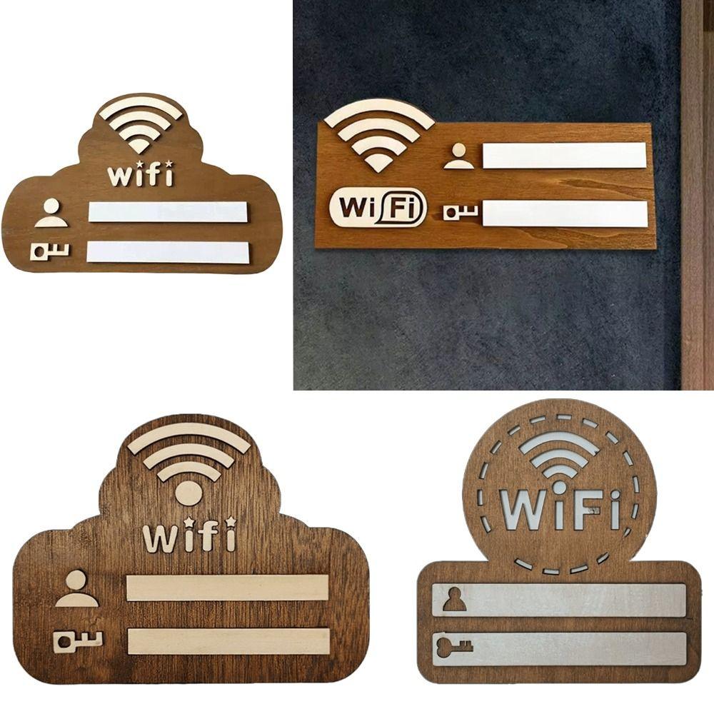 Panneau de mot de passe WiFi en bois Monté au mur Écriture à la main Indicateur de réseau sans fil Plaque Utilisation polyvalente Indicateur WiFi réinscriptible