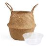 Woven Seagrass Basket Waterproof Lining Idyllic Multiple Uses Seagrass Belly Basket for Bedrooms