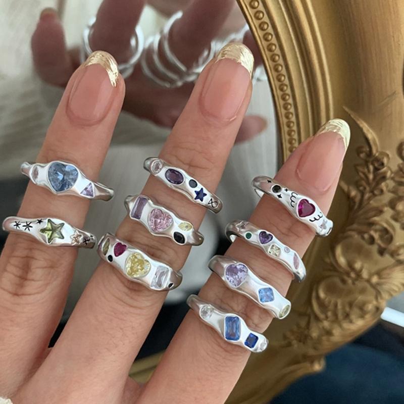 Adjustable Rings Zircon Rings Engagement Rings Y2K Rings Aesthetic Jewelry Alloy Material Great Gift for Women Gifts