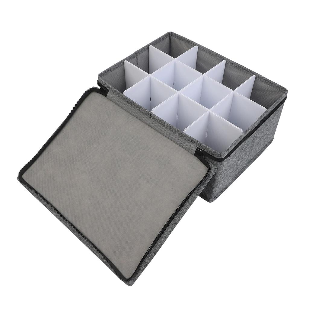 Oxford Fabric Whiskey Glass Storage Container with 12 Compartments and Secure Double Chain Closure for Transit