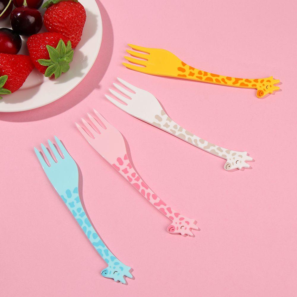 Plastic Pick Toothpick Children 12 Pcs/Set Fruit Tableware Cartoon Giraffe