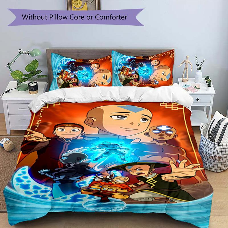 3pcs Avatar The Last Airbender Pattern Bedding Set Duvet Cover Set Includes Duvet Cover &pillowcases, Perfect All Season Bedroom Decoration & Gift