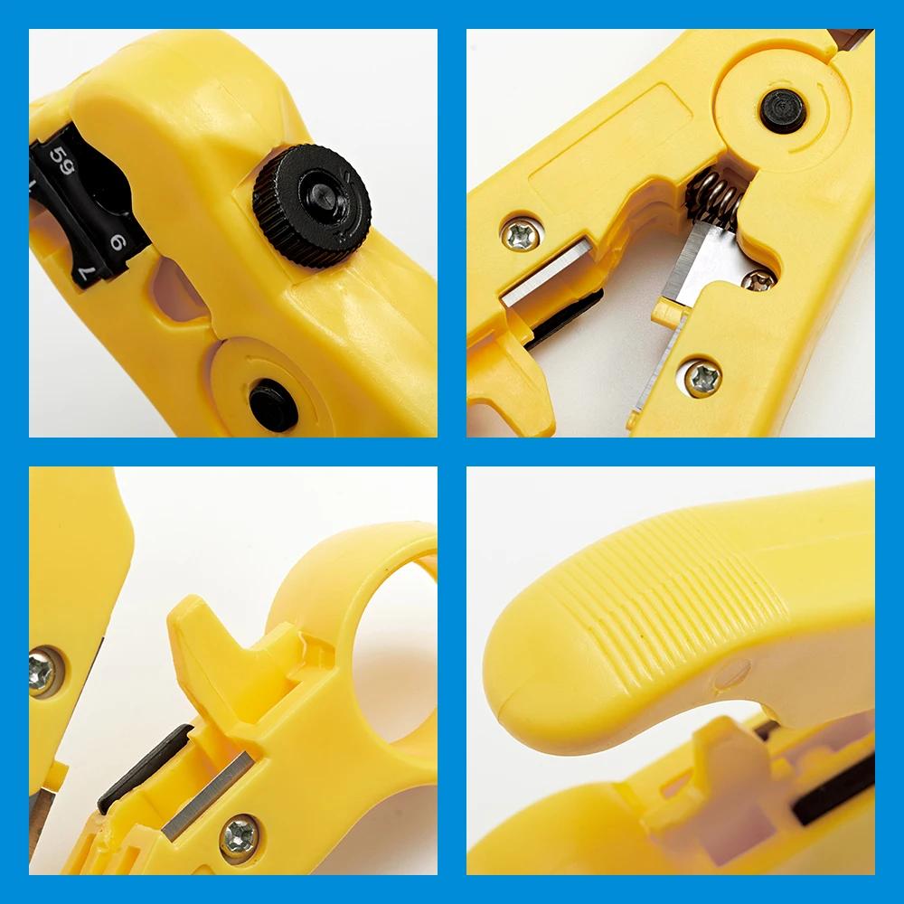Multi Functional Wire Stripping Pliers Rotating Coaxial Cable Network Video Telephone Line Cutting Pliers