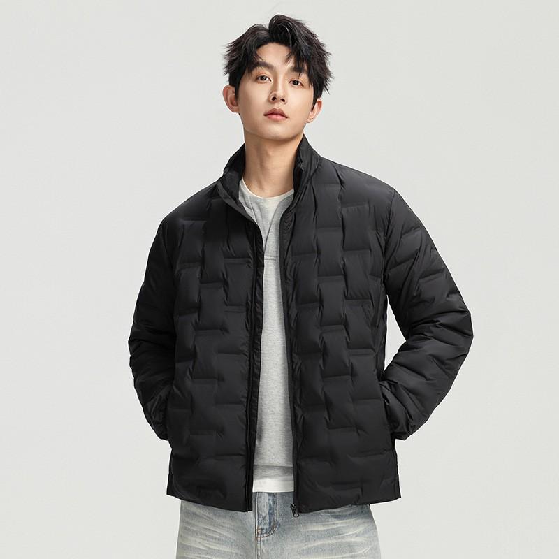 Mens Mid-Length Down Jacket Winter Thick Stand Collar Light Warm Coat 85-90% Content
