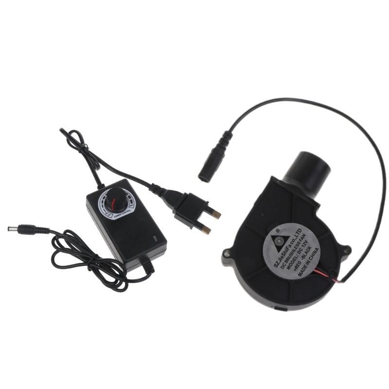 UK/EU Plug Speed-regulating Blower 12V Grill Stove Outdoor Mobile Portable with Small Air Collecting Duct Blower