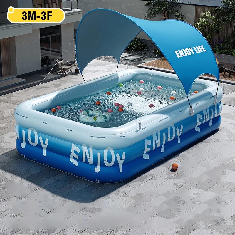 Inflatable Pool 3/2.6/2.1M Large Family Pools Swimming Pool with Canopy Children's Outdoor Removable Basen Toys for Kids Adult