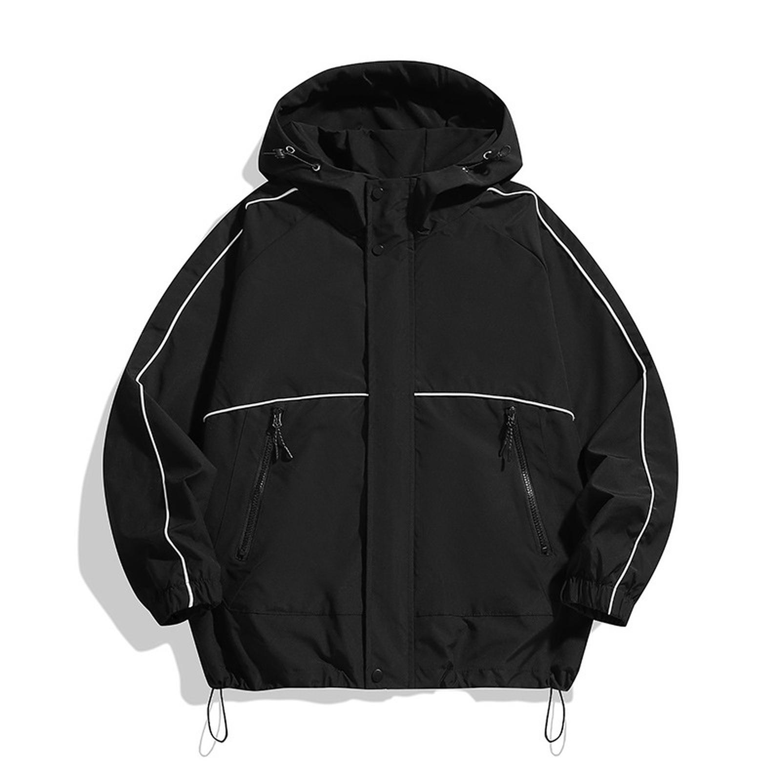

Водонепроницаемая куртка с капюшоном для активного отдыха, походов, красивая повседневная куртка-комбинезон с капюшоном для мужчин M чёрный