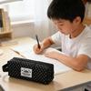 Dotted Print Pencil Bag High Capacity Cloth Pencil Case Multi Compartments Zippered Pen Storage Bag for Student Teen