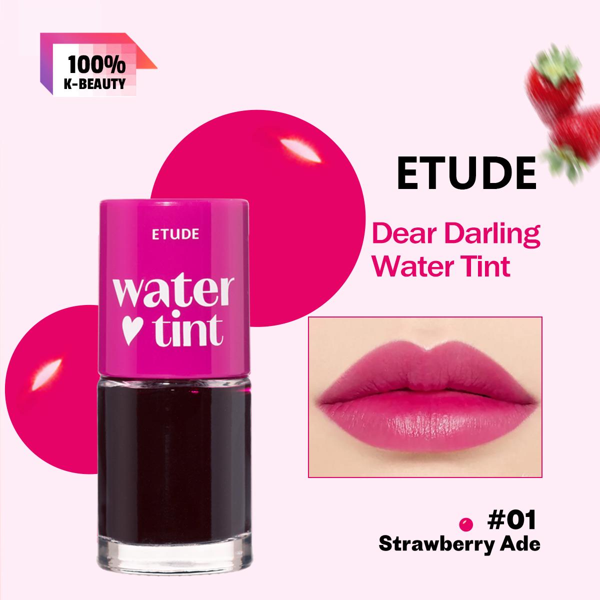 ETUDE Dear Darling Water Tint 01-07/09, Juicy Glossy Finish, Non-Sticky, Moisturizing Lips, K-Beauty, Korean Makeup 01 Strawberry