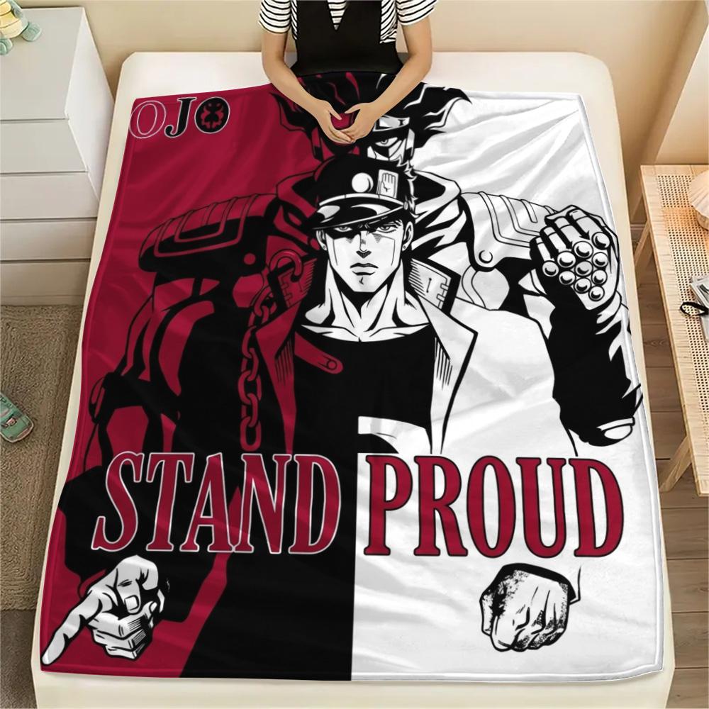 1PC Jojo'S Bizarre Adventure Patterned Flannel Blanket Suitable For All Seasons For Home Decor Warmth And Comfort Gifts Holiday Present