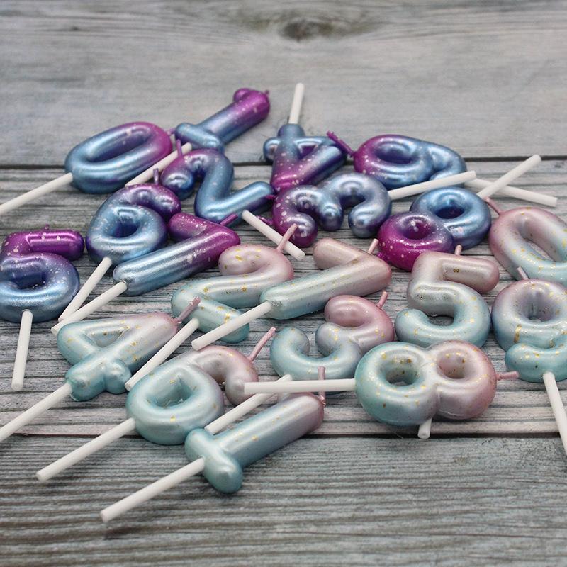 New Galaxy Starry Sky Gradient Number 0-9 Candle Creative Romantic Party Dream Gradient Candle