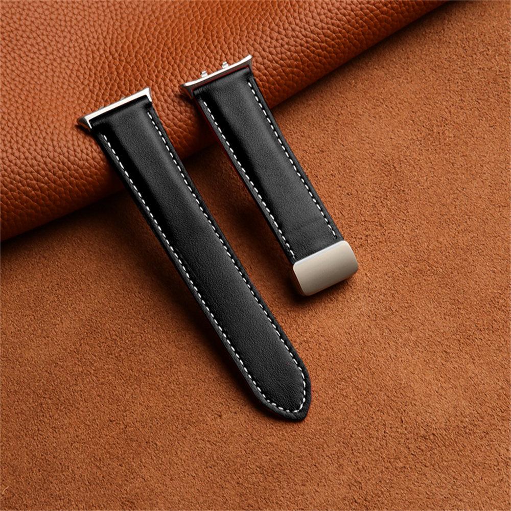 

For Honor Watch 5 Leather Strap Folding Magnetic Buckle Pointed Tail Watch Band Brown