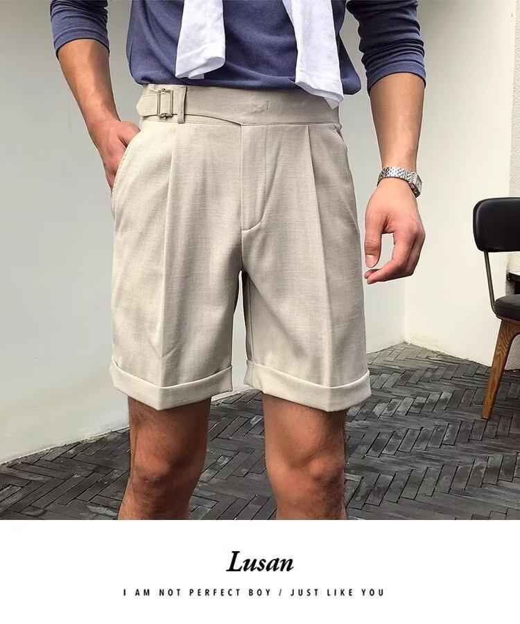 Naples Italian Summer Shorts - High-End Paris Buckle Waist, Thin Casual Trousers