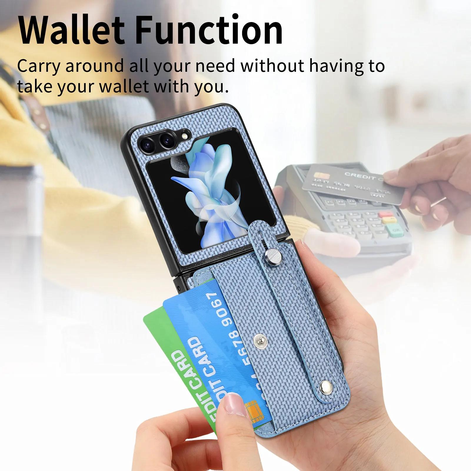 

For Samsung Z Flip 5 Flip4 Flip3 Wallet Bag Folding Phone Case for Samsung Galaxy Z Flip 5 4 3 5G Flip5 Card Slot Cover Capa for samsung Z Flip 5 синій