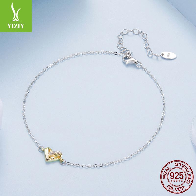 S925 Sterling Silver Shining Love Anklet Simple Classic Fashion Heart Anklet Jewelry